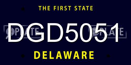 DGD5051 Delaware License Plate