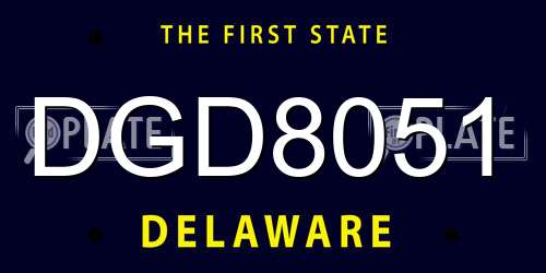 DGD8051 Delaware License Plate