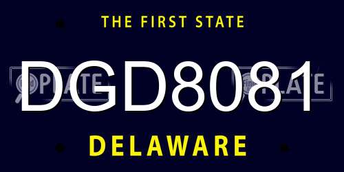 DGD8081 Delaware License Plate