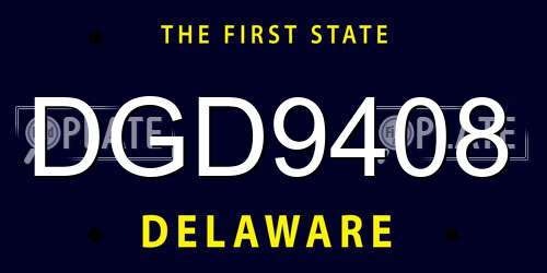 DGD9408 Delaware License Plate