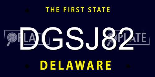 DGSJ82 Delaware License Plate