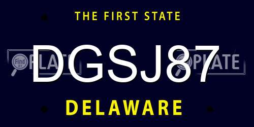 DGSJ87 Delaware License Plate