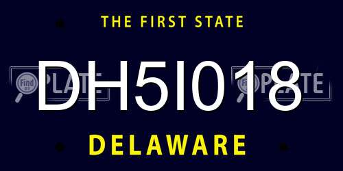 DH5I018 Delaware License Plate