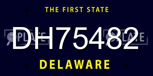 DH75482 Delaware License Plate