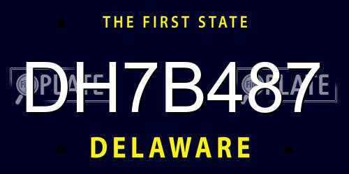 DH7B487 Delaware License Plate
