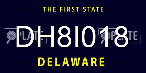 DH8I018 Delaware License Plate