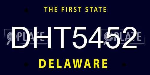 DHT5452 Delaware License Plate