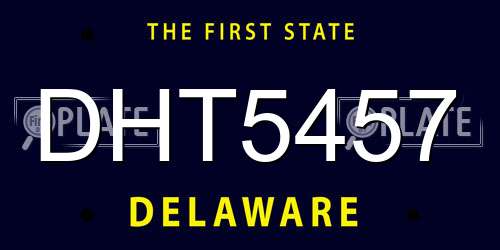 DHT5457 Delaware License Plate