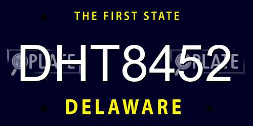 DHT8452 Delaware License Plate