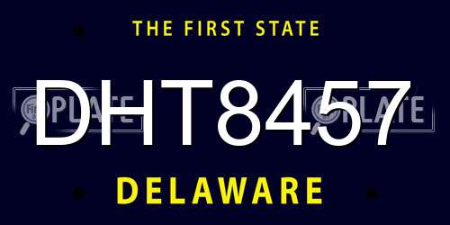 DHT8457 Delaware License Plate