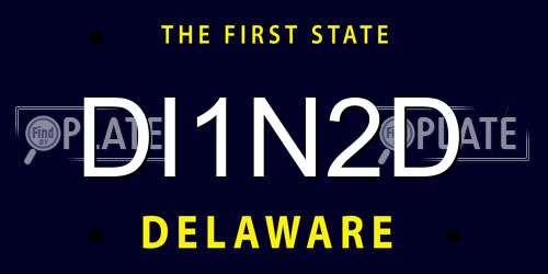 DI1N2D Delaware License Plate