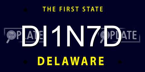 DI1N7D Delaware License Plate