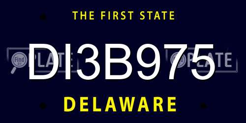 DI3B975 Delaware License Plate