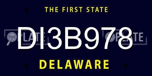 DI3B978 Delaware License Plate