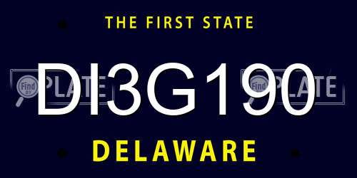 DI3G190 Delaware License Plate