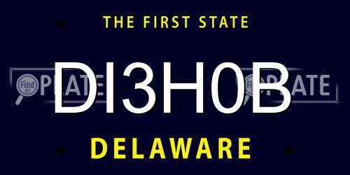 DI3H0B Delaware License Plate