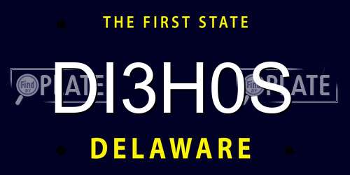 DI3H0S Delaware License Plate
