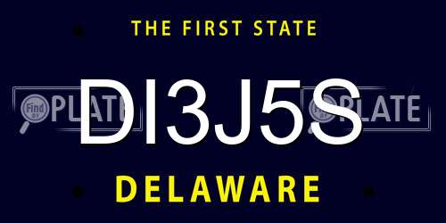 DI3J5S Delaware License Plate