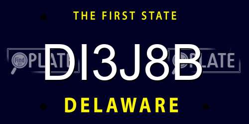 DI3J8B Delaware License Plate