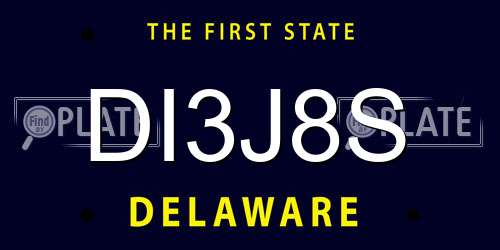 DI3J8S Delaware License Plate