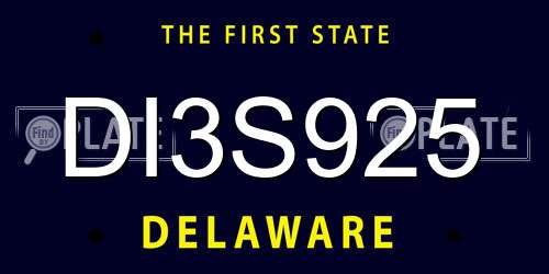 DI3S925 Delaware License Plate