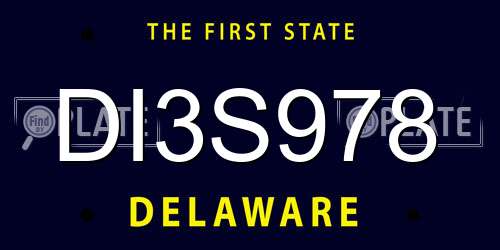 DI3S978 Delaware License Plate