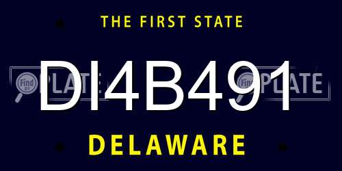 DI4B491 Delaware License Plate