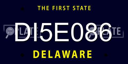 DI5E086 Delaware License Plate