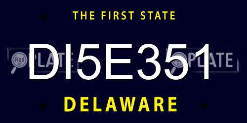 DI5E351 Delaware License Plate