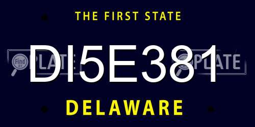 DI5E381 Delaware License Plate