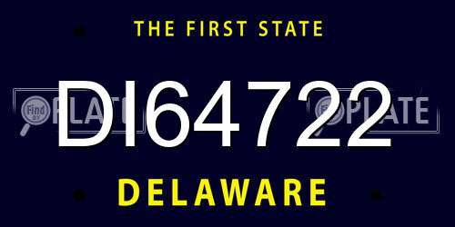 DI64722 Delaware License Plate