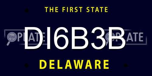 DI6B3B Delaware License Plate