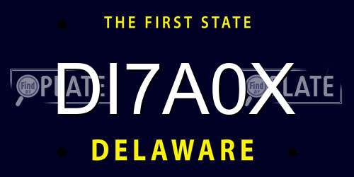 DI7A0X Delaware License Plate