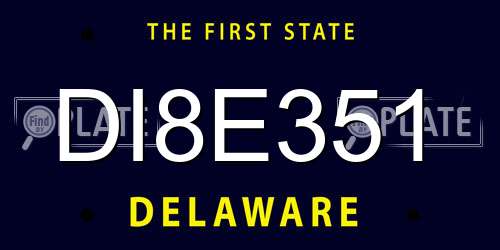 DI8E351 Delaware License Plate