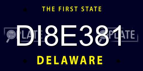 DI8E381 Delaware License Plate