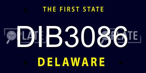 DIB3086 Delaware License Plate