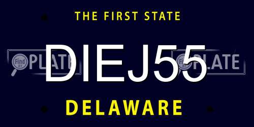 DIEJ55 Delaware License Plate