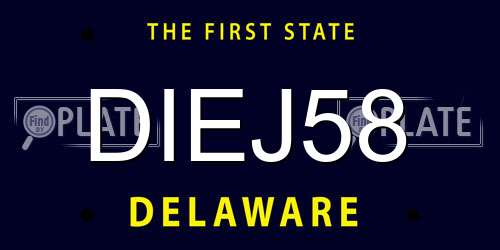 DIEJ58 Delaware License Plate