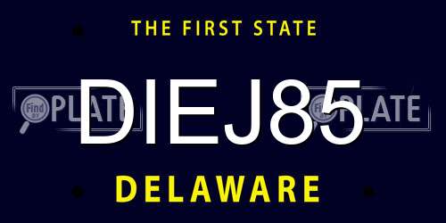 DIEJ85 Delaware License Plate