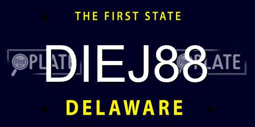 DIEJ88 Delaware License Plate