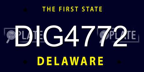 DIG4772 Delaware License Plate