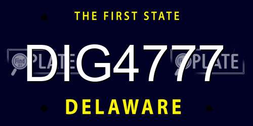 DIG4777 Delaware License Plate