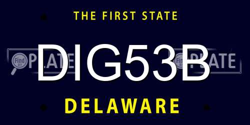 DIG53B Delaware License Plate