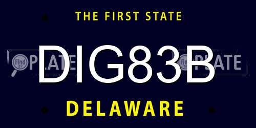 DIG83B Delaware License Plate