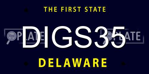 DIGS35 Delaware License Plate