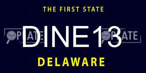 DINE13 Delaware License Plate
