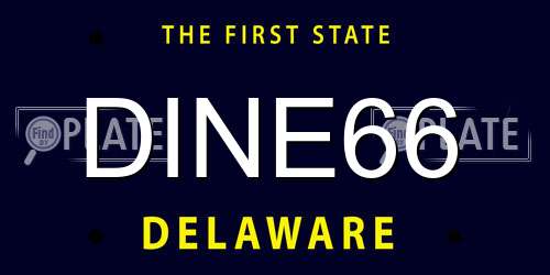 DINE66 Delaware License Plate