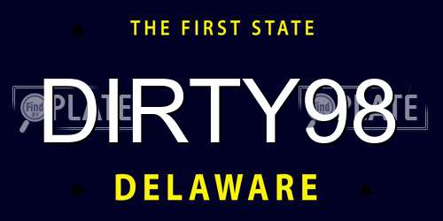 DIRTY98 Delaware License Plate
