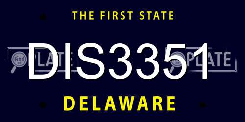 DIS3351 Delaware License Plate