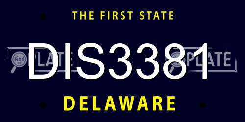 DIS3381 Delaware License Plate